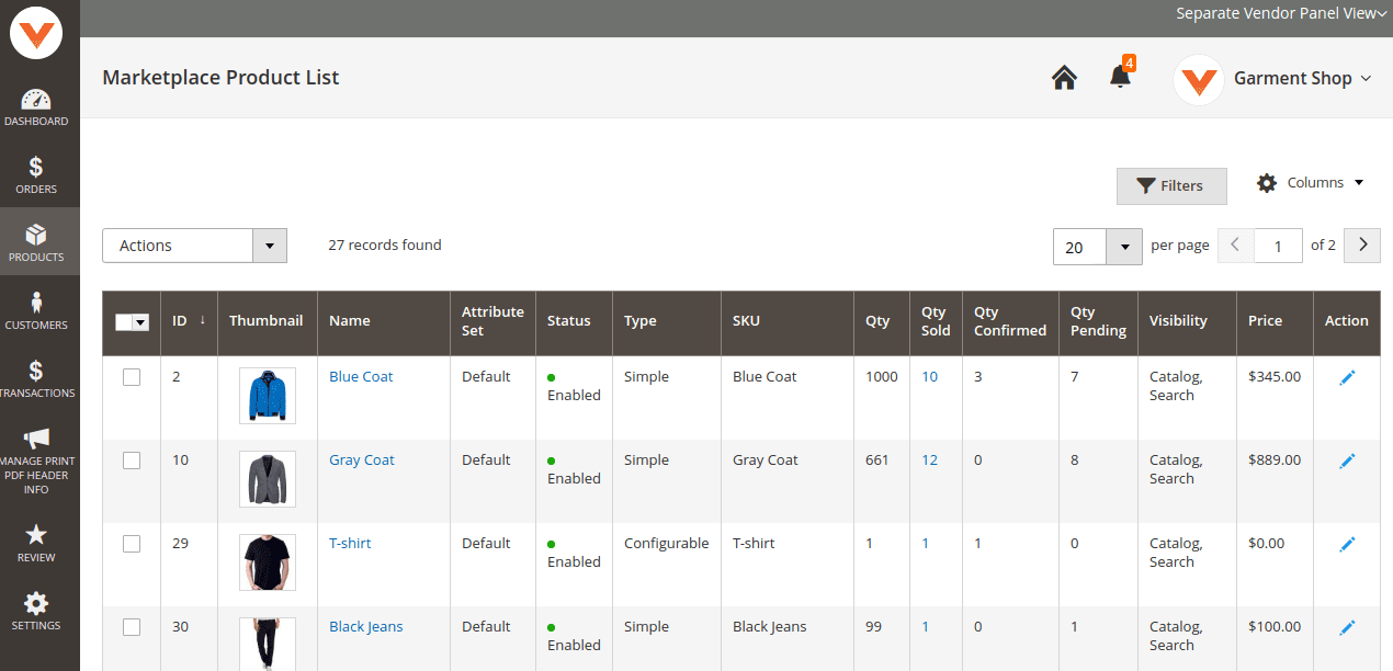 Seller Dashboard In Magento Marketplace