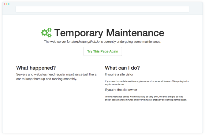 Maintenance page